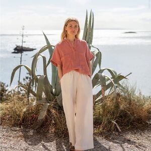 Sauths  LINEN TROUSERS IN BEIGE